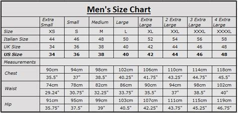 Burberry size chart for men